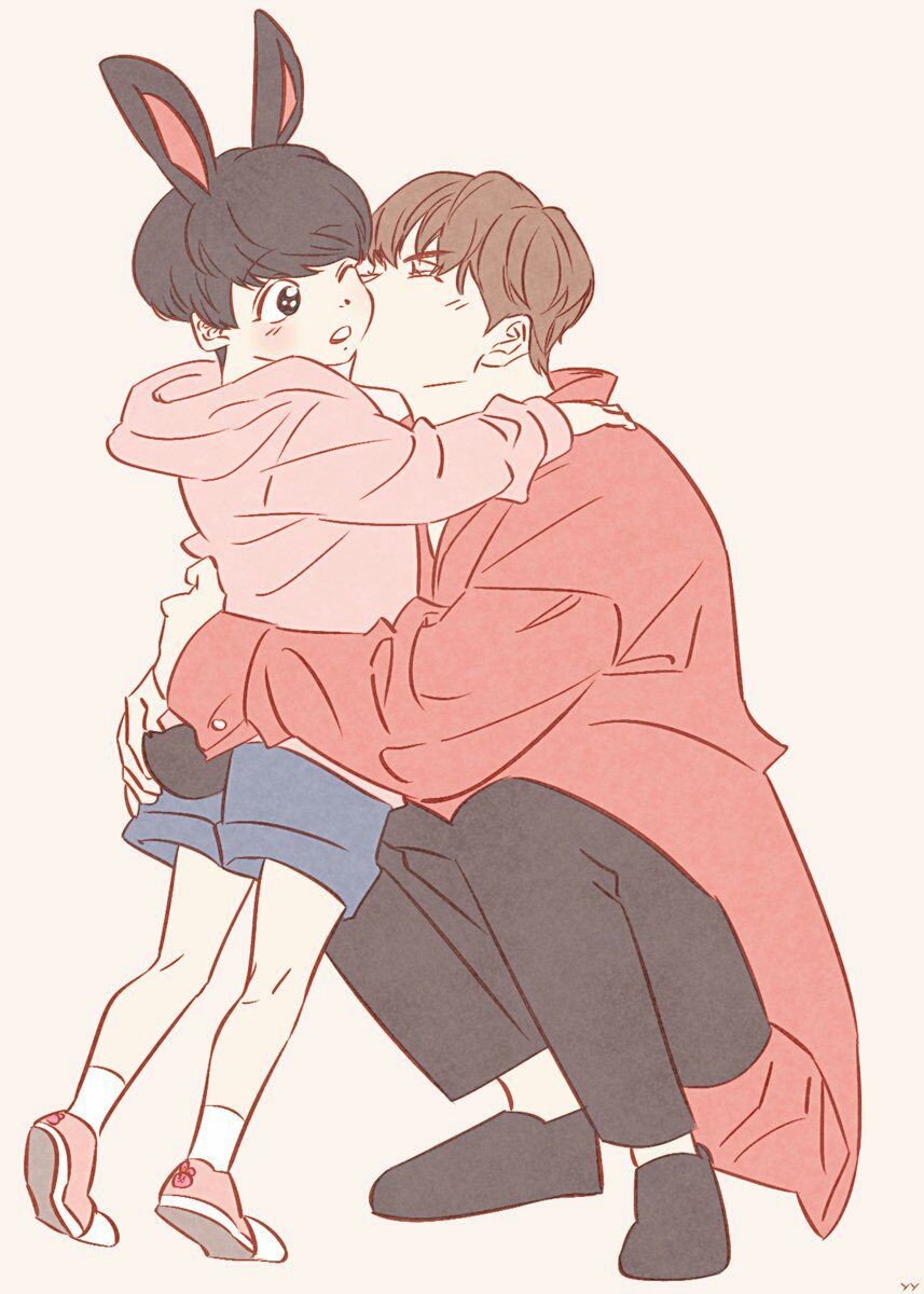 Yaoii Fan art Vkook Taekook Taehyung Jungkook Cute lovely - عکس ویسگون