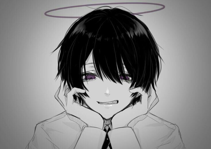 anime profile boy cute kawaii dark black black hair خفن ج - عکس ویسگون